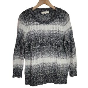 Loft Sweater Women's Large Knit Wool Blend Ombre‎ Grey